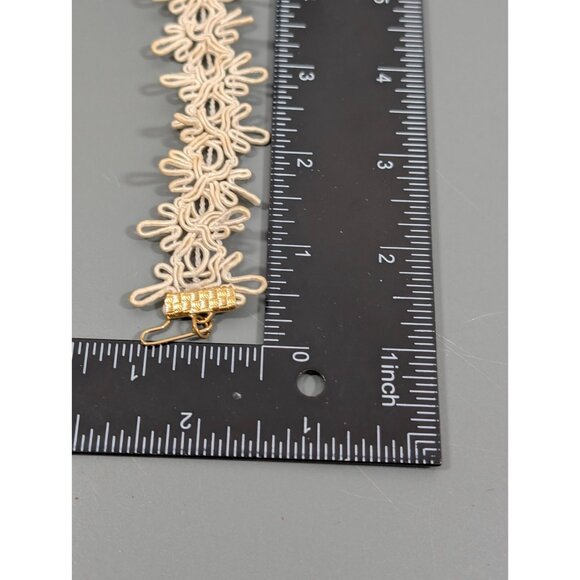 Cream Lace Triple Heart Charm Choker Necklace Embroidery Style Y2K 14 in - Picture 9 of 10